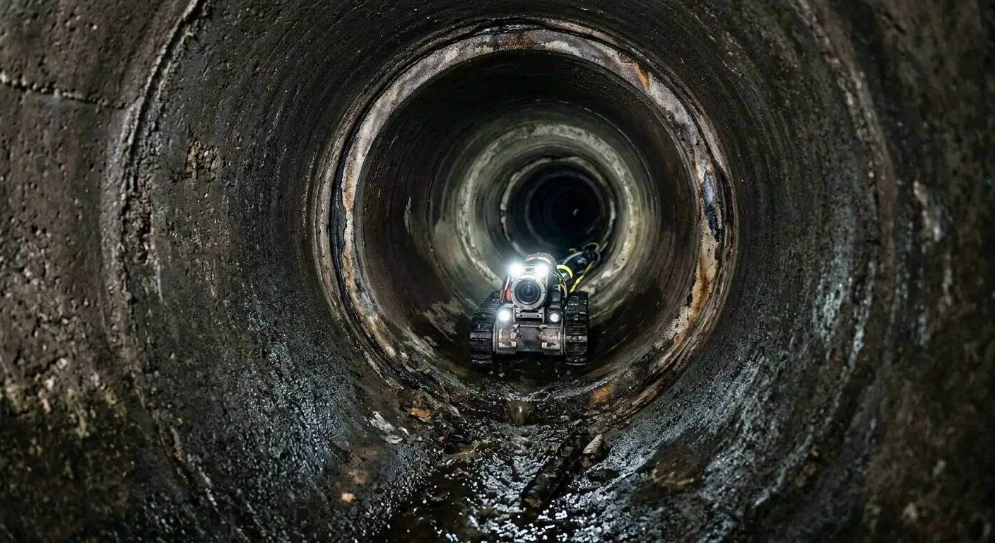 Robotic sewer camera inspecting pipe interior for Sewer Line Repair in Alfred